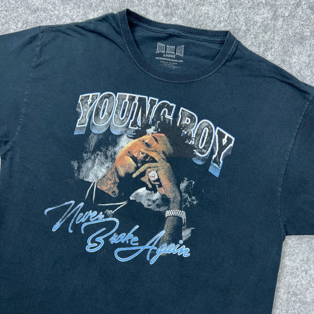 Youngboy Never Broke Again Shirt Mens Large Black Rap Tee Hip Hop Short‎ Sleeve